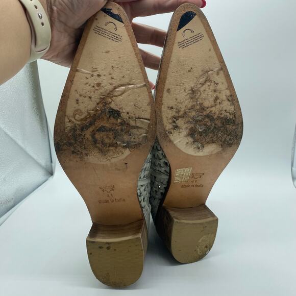 Free People White Gray In The Loop Woven Ankle Boots Women's size 41 / 10.5 - Picture 10 of 12